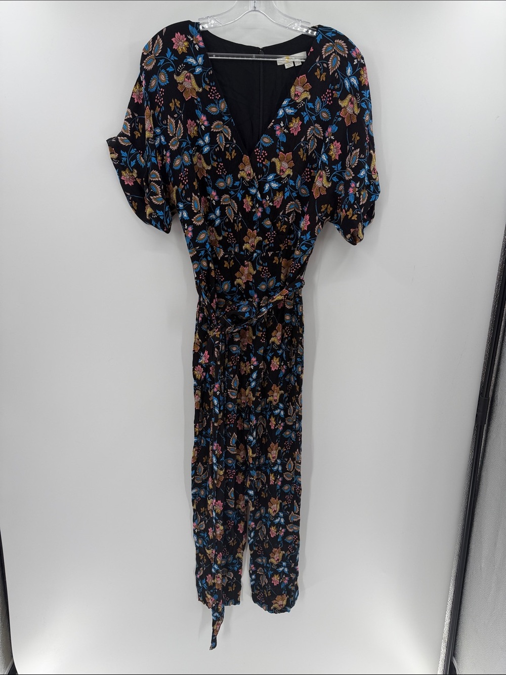 Boden Women's Alice Floral Print V-neck Jumpsuit - Black Crinkle Gauze Multi - 6 - Picture 2 of 10